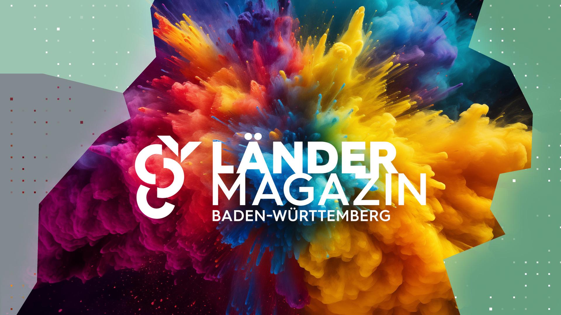 Eine Explosion von Farbpulver in Regenbogenfarben. Dazu der Schriftzug des Ländermagazins