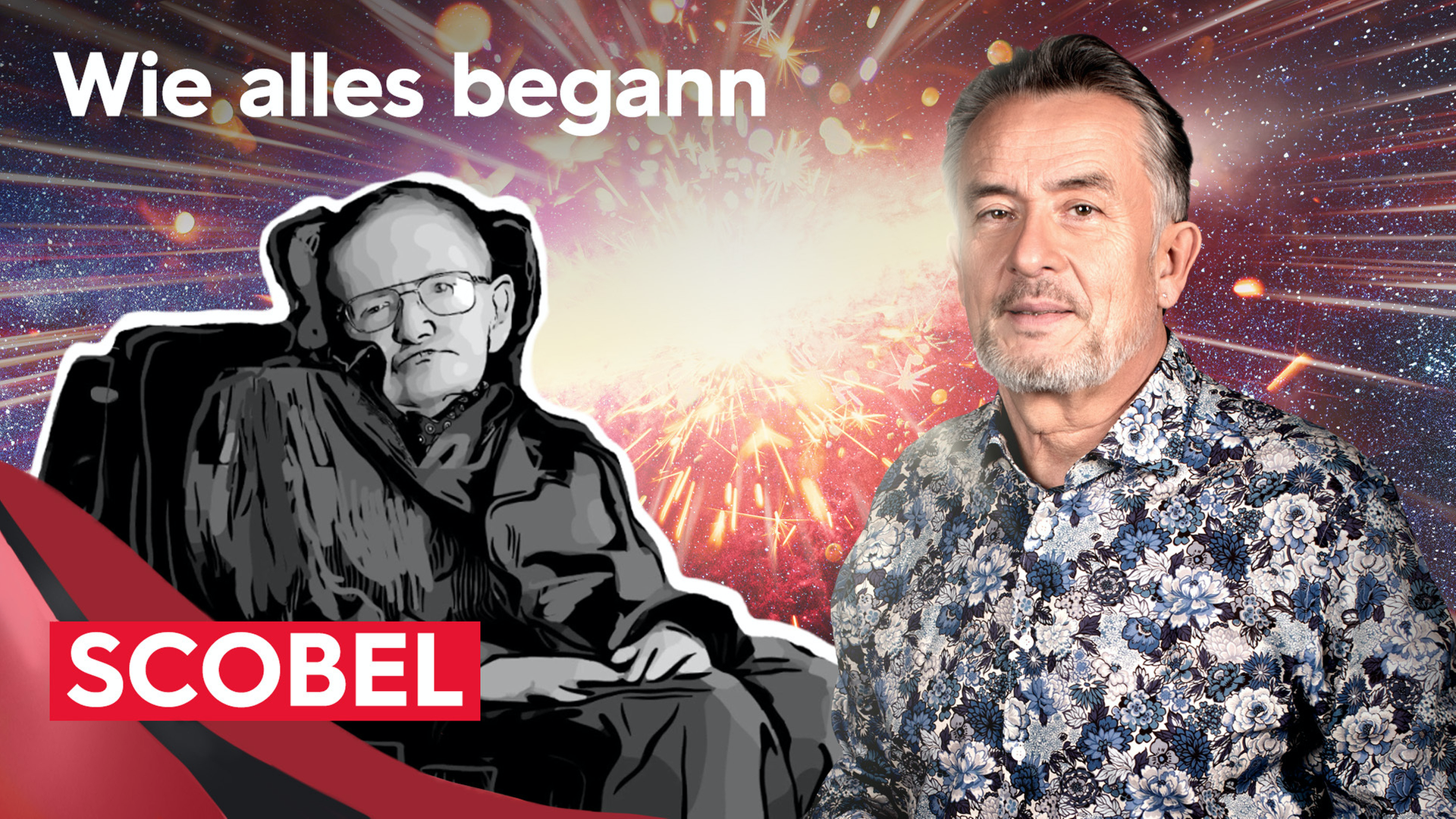 Collage von Gert Scobel und Stephan Hawking im Rollstuhl