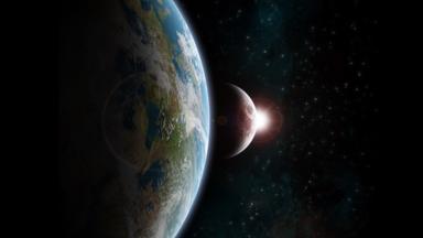 Satellitenfoto - Erde und Sonnenfinsternis