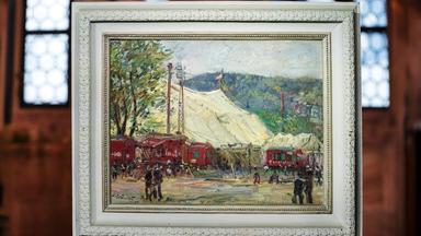 Ein Gemälde eines Zirkus.