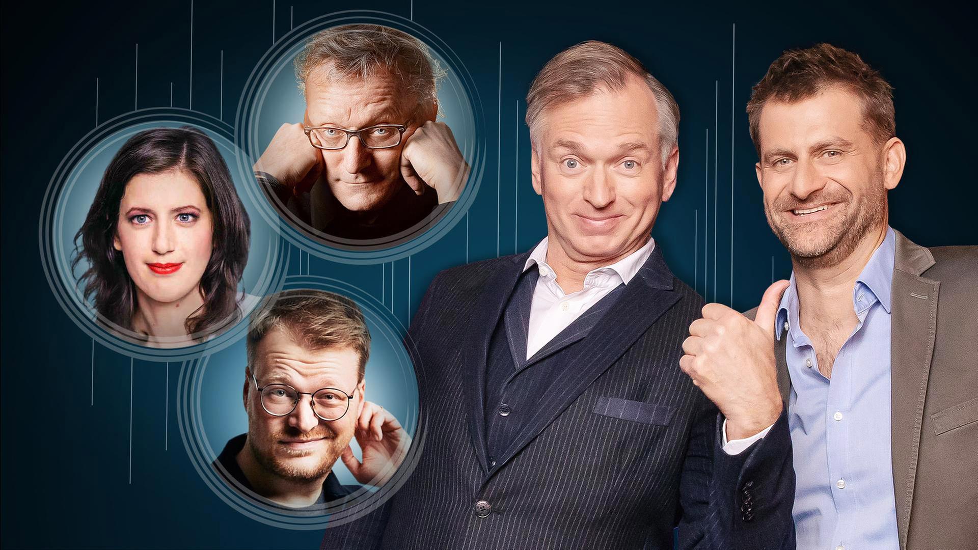 Schlachthof Key Visual mit Portraits der aktuellen Gäste.