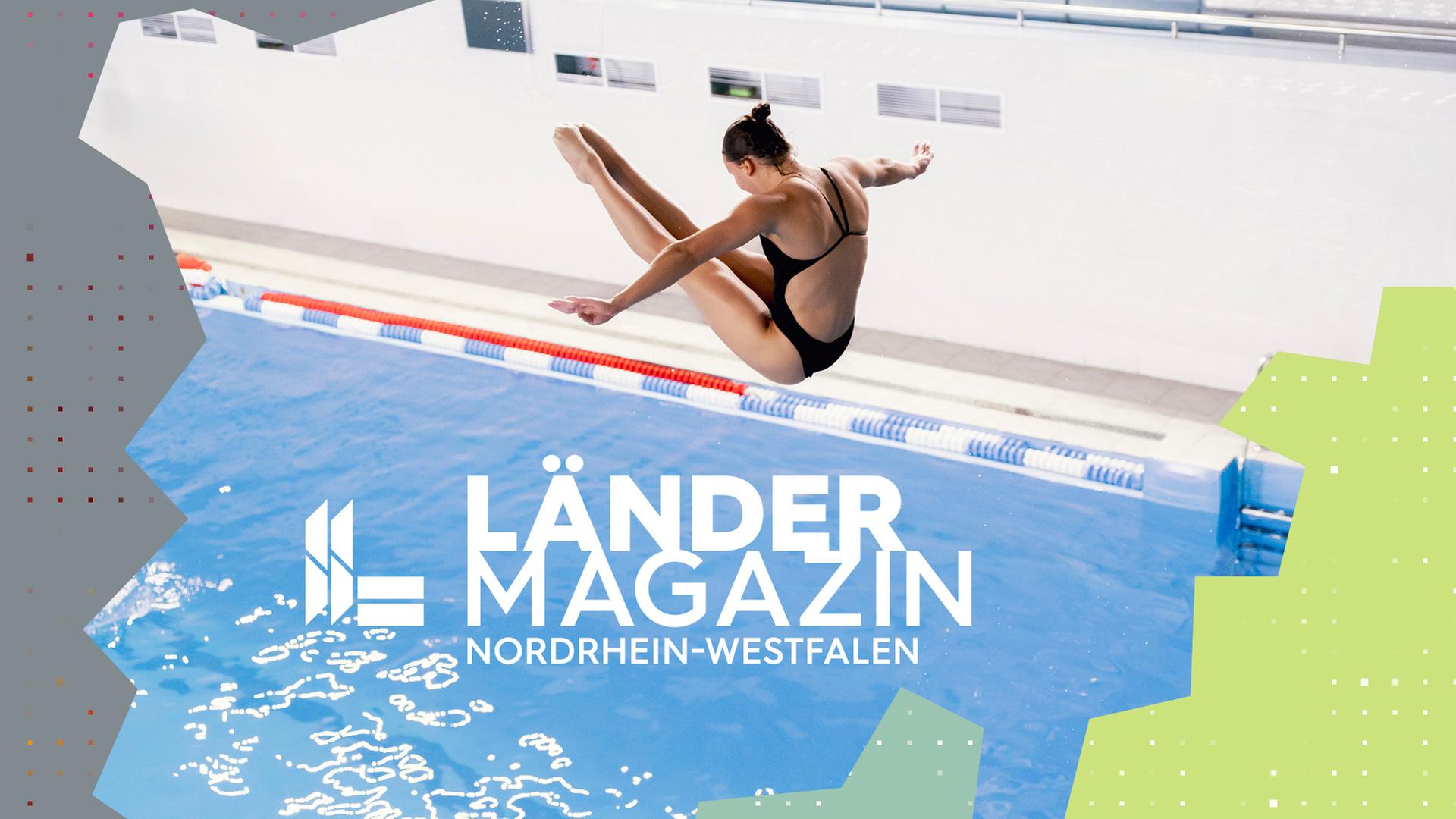 Eine Turmspringern im Flug.