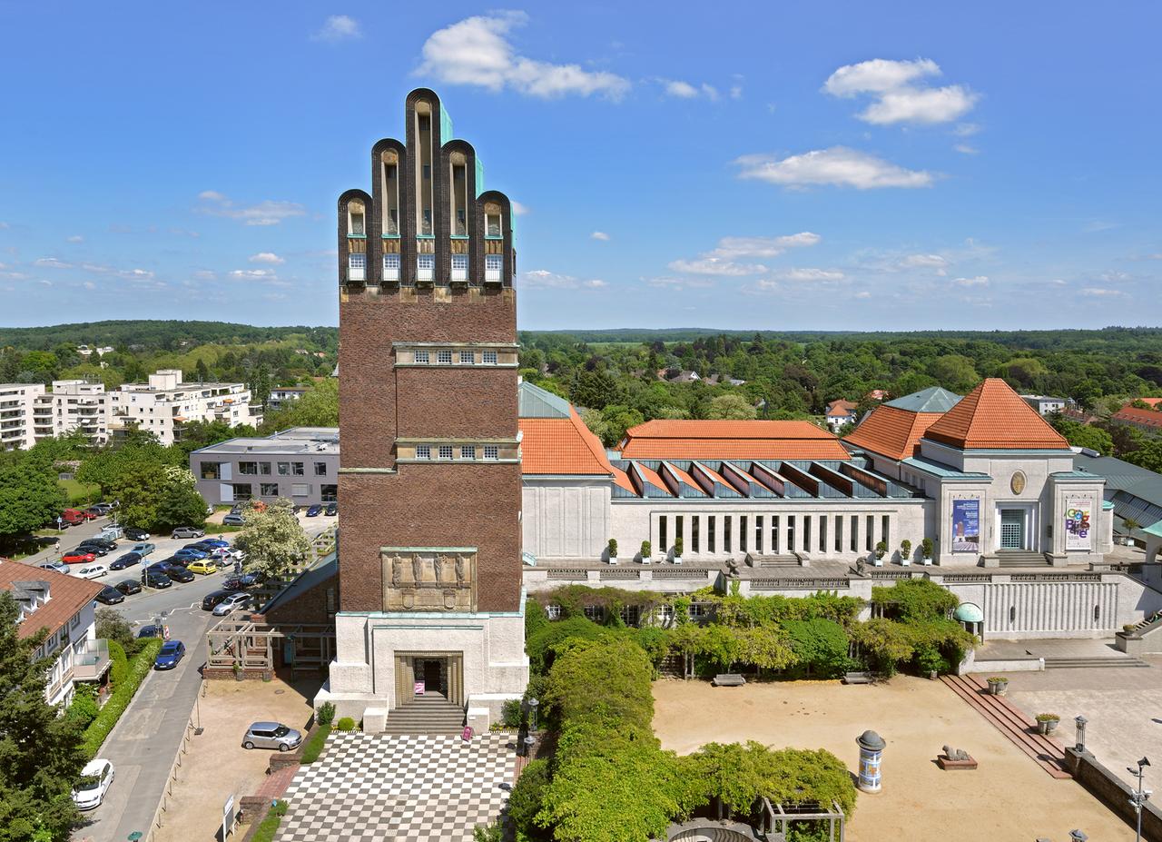 Luftansicht des Museums Mathildenhöhe.