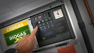 Die Regierung will das Heizungsgesetz erneut ändern: Gas- und Ölheizungen bleiben erlaubt, Wärmepumpen verlieren Vorrang. Ab 2029 soll eine Grüngasquote gelten. (Auf dem Bild zu sehen: Gasheizung mit Erdgas-/Biogas-Kennzeichnung)