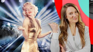 Jasmina Neudecker will wissen, wie sehr sie auf andere wirkt. Hat sie das gewissen Etwas? Und kann man es messen? (Bild: Jasmina Neudecker zeigt auf Marilyn Monroe im Hintergrund)