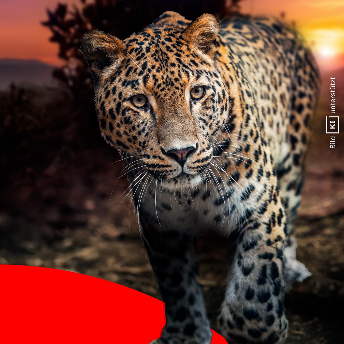 Ein persischer Leopard blickt in die Kamera