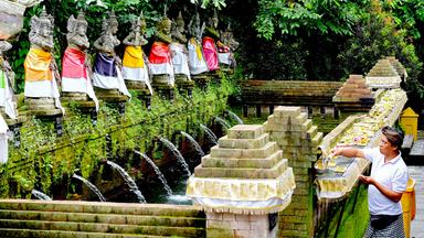 Das heilige Wasser des balinesischen Sangeh Tempels.