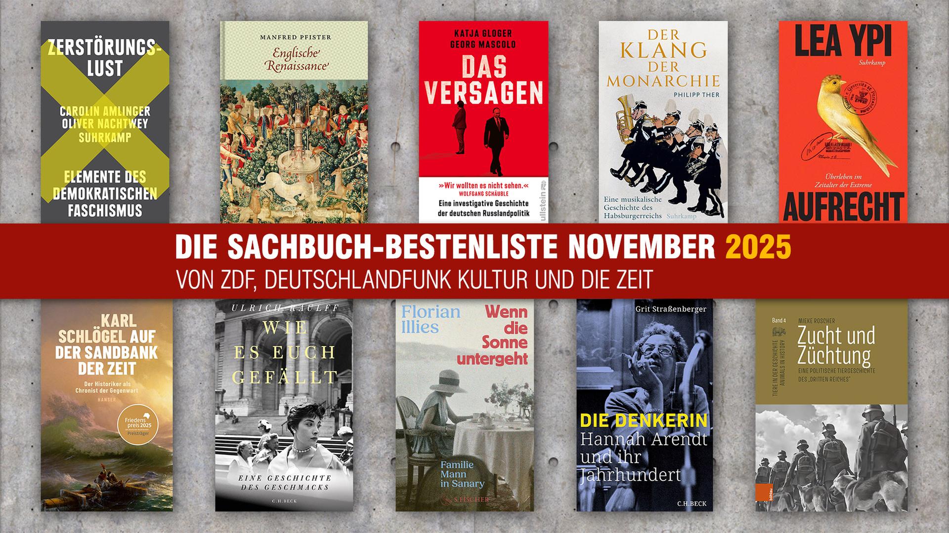 Die Buchcover der Sachbuch-Bestenliste für November 2025
