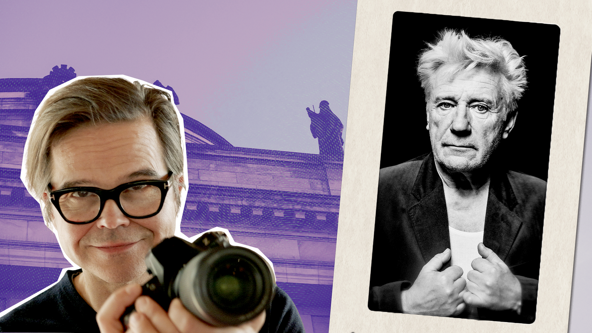 Bildmontage: Der Modefotograf Kristian Schuller und der Chemnitzer Schauspieler Jörg Schüttauf.
