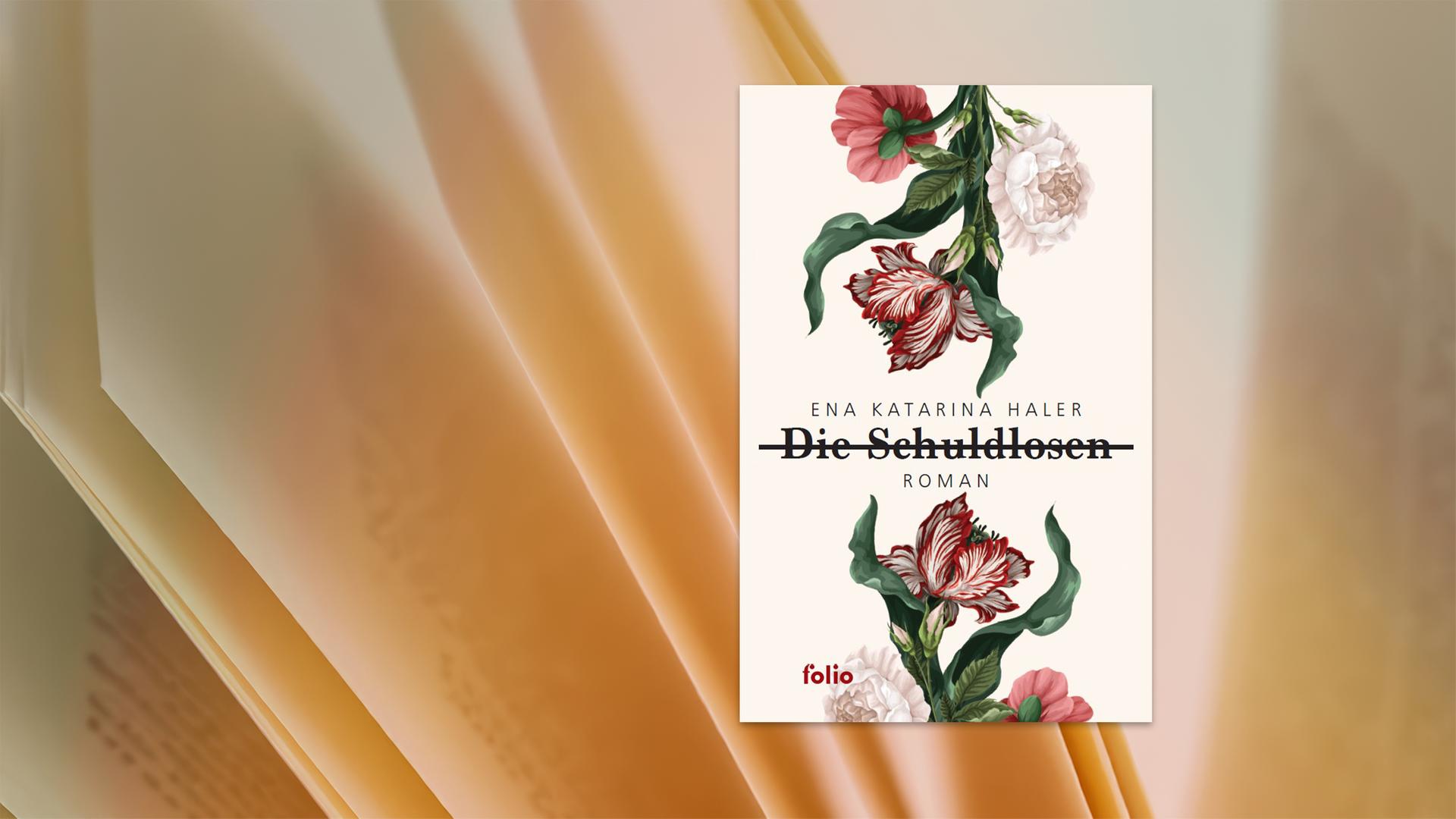 Auf dem Cover des Buches sieht man die Illustration von Blumen. Dazwischen der Titel die durchgestrichenen Worte Die Schuldlosen.
