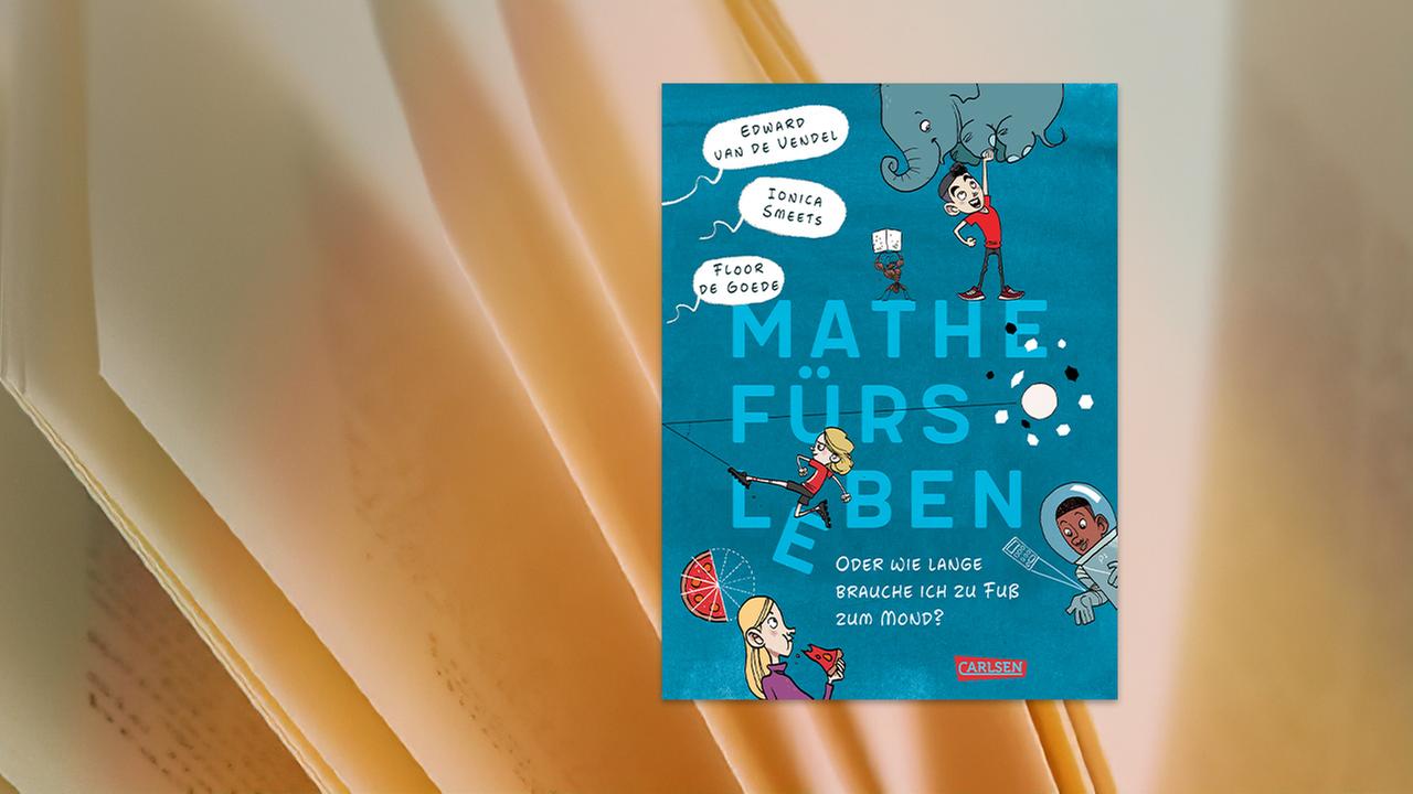 Auf dem Umschlag des Kinderbuchs sind gemalte Kinder zu sehen, die ungewöhnliche Aufgaben lösen, ein Junge stemmt einen Elefanten hoch, einer trägt einen Astronautenanzug.