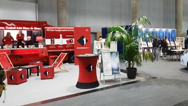 Werbestände auf der Buchmesse