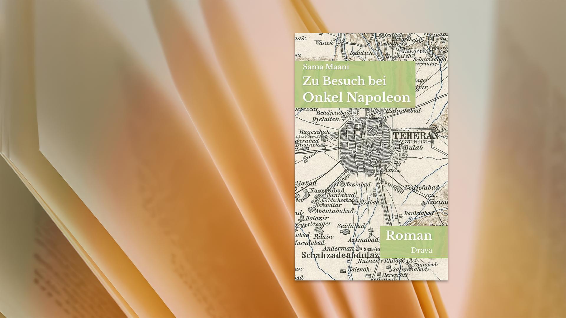 Auf dem Umschlag eines Buches sieht man eine historische Landkarte mit der iranischen Stadt Teheran.