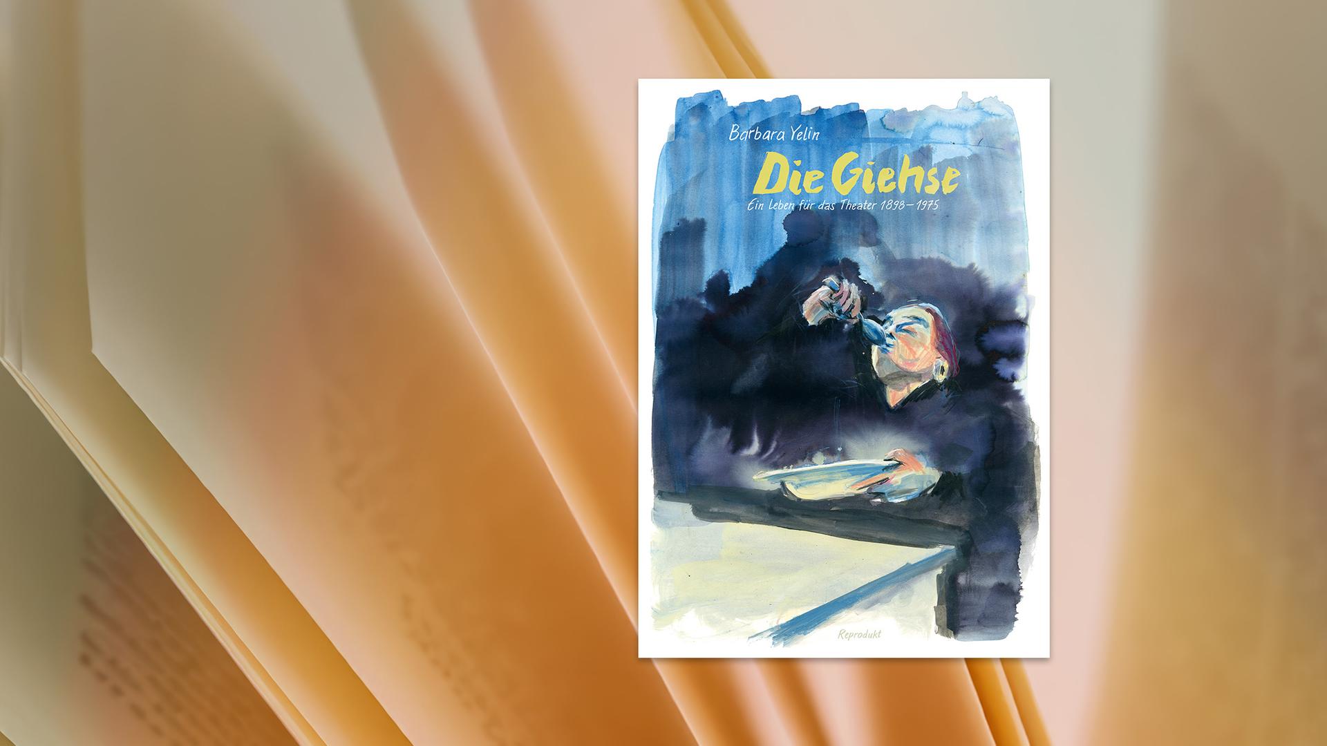 Auf dem Buchumschlag ist das gemalte Bild einer Frau zu sehen, die an einem Tisch sitzt, in der linken Hand einen großen Teller hält und mit der rechten weit ausholend einen Löffel zum Mund führt.