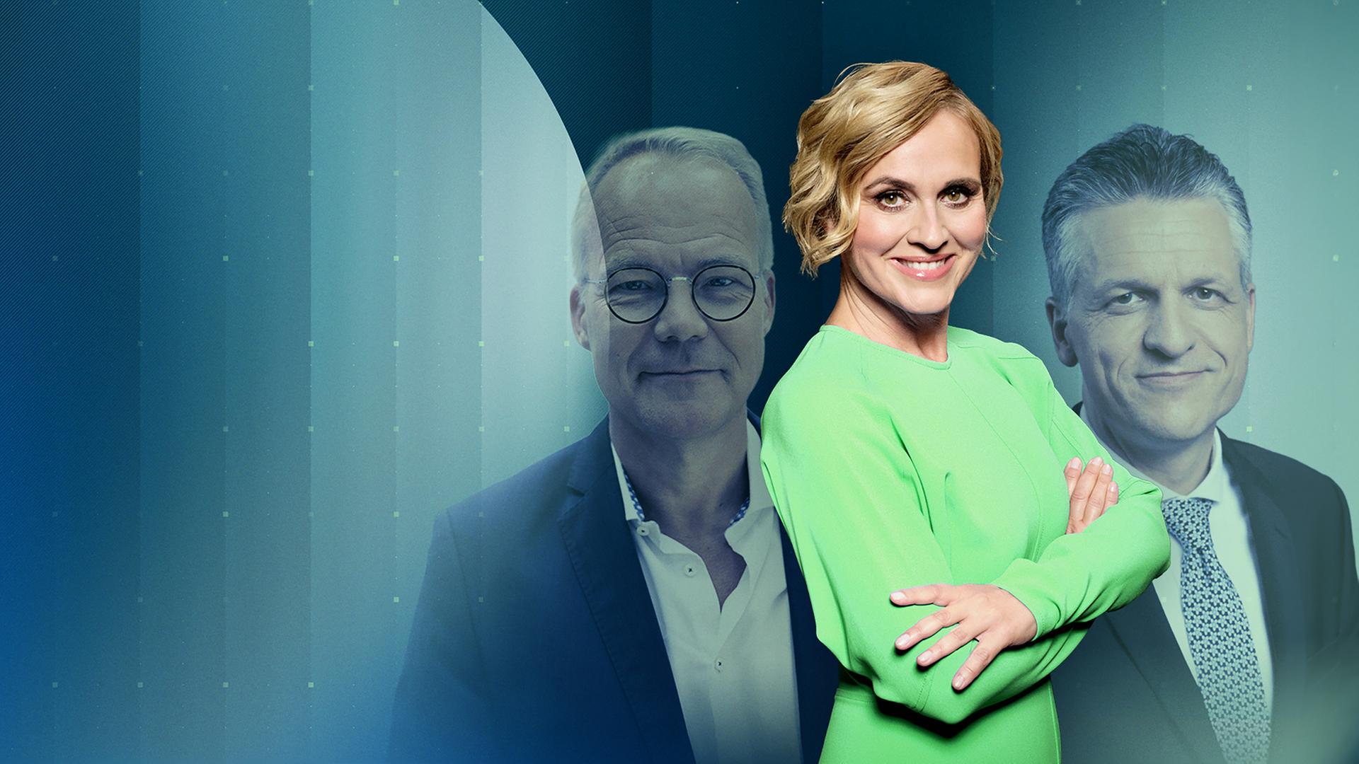  Moderatorin Caren Miosga und Sendungsgäste Matthias Miersch und Thorsten Frei