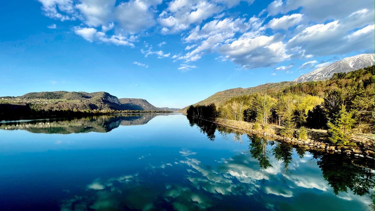 Aufgestaute Drau bei Ferlach