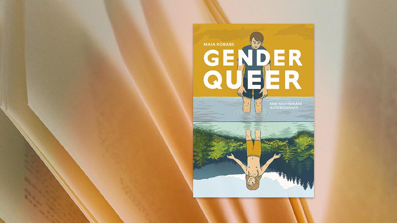 Comic-Zeichnung eines Jungen, der mit hochgekrempelter Hose im Wasser steht und nach unten schaut, als Spiegelbild ist ein Mädchen zu sehen, das mit nacktem Oberhörper und kurzer Hose im Wasser steht.