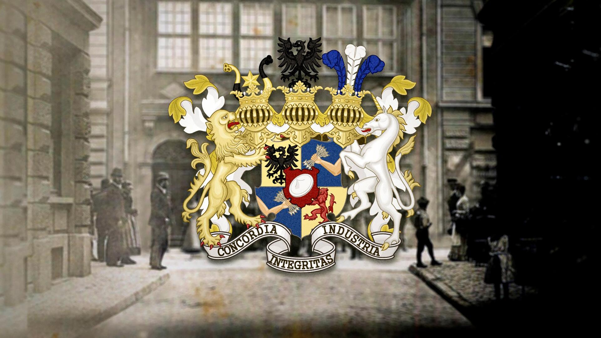 Ein Wappen mit Pferd und Löwe