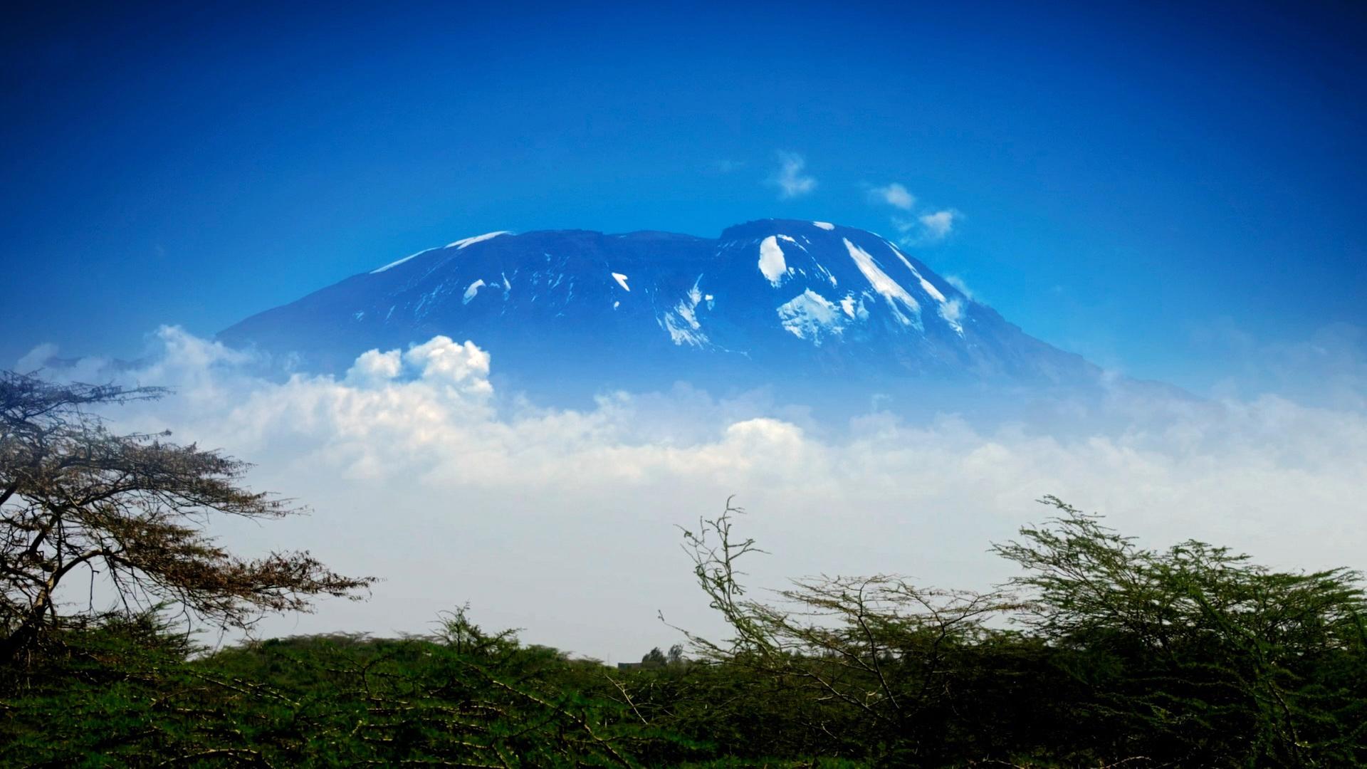 Der Kilimandscharo in einem Wolkennebel