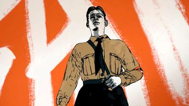 Ein gezeichneter Mann in Uniform.