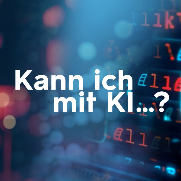 Eric Mayer blickt skeptisch mit Zeigefinder an der Lippe in die Kamere, neben ihm eine KI in einem roten NANO O