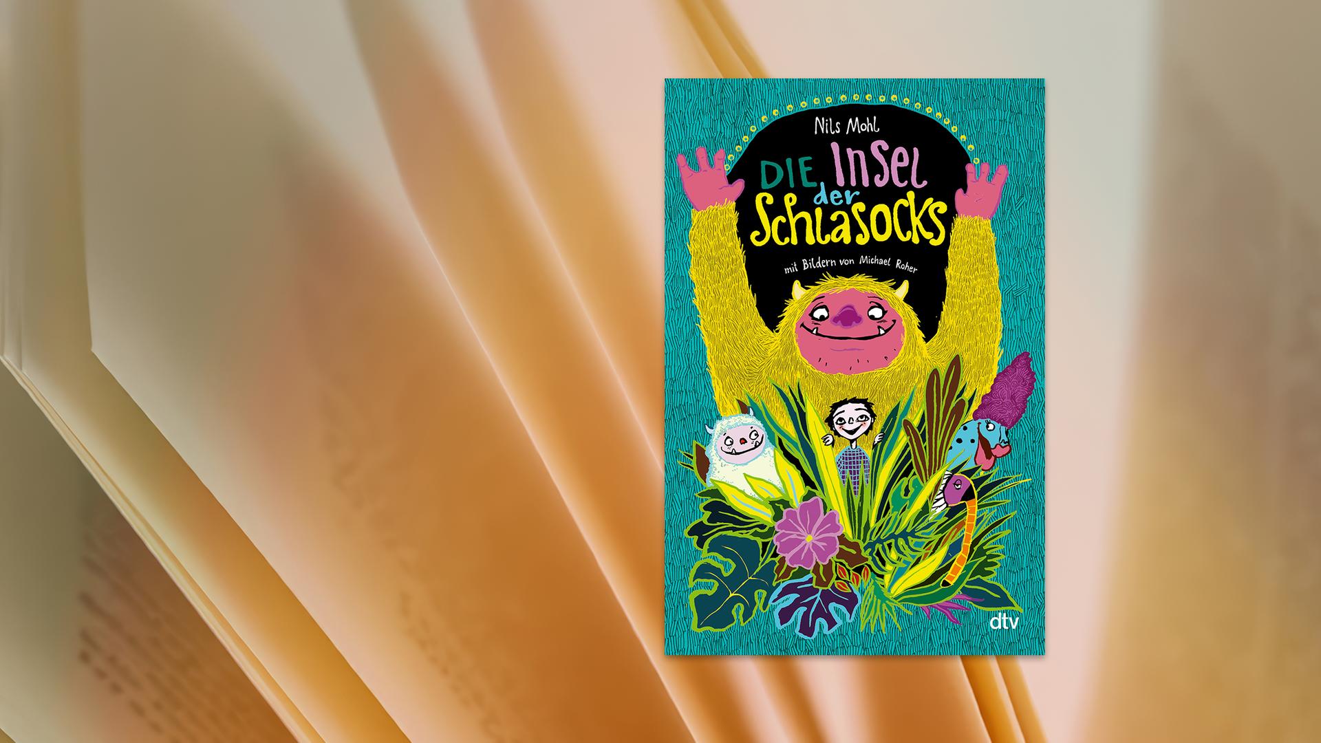 Auf dem Cover des Kinderbuches sieht man die Illustration bunter, freundlicher Monster und die eines Kindes, welches zwischen Pflanzen hervorschaut.