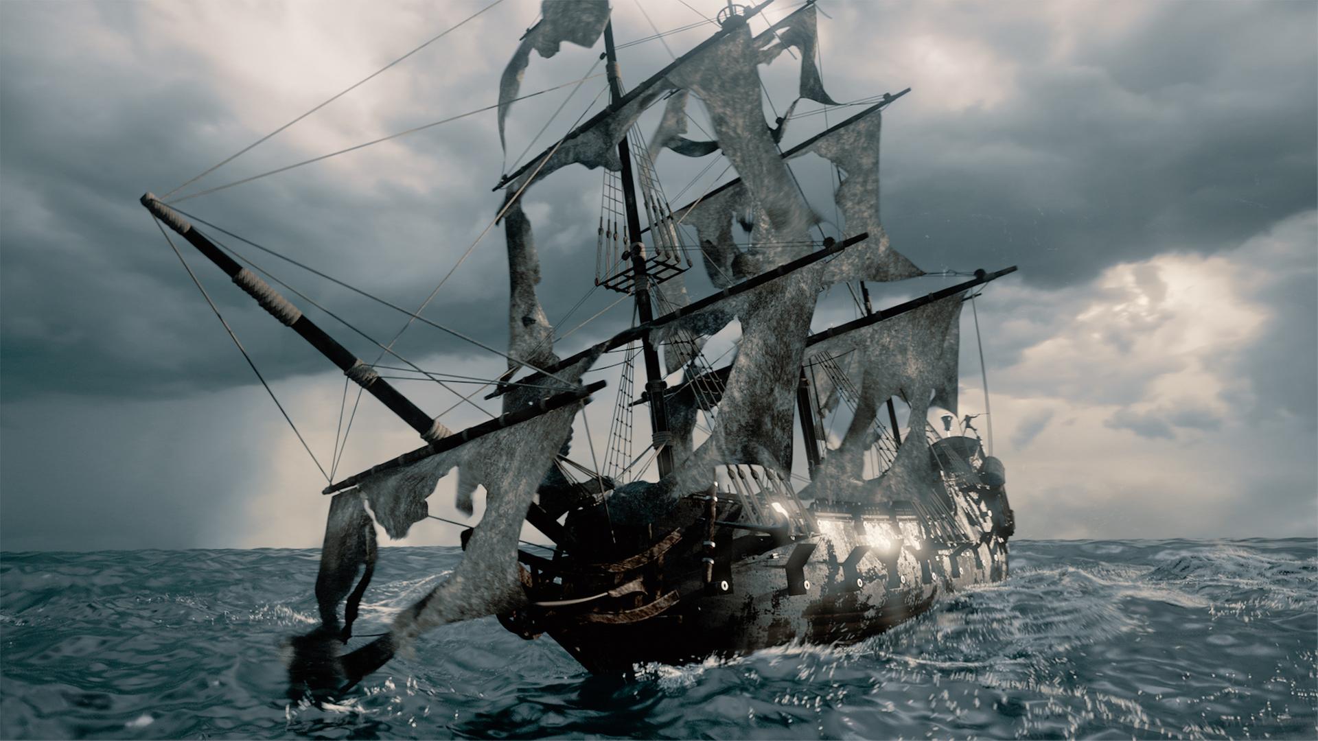 Ein Geisterschiff in der Nordsee. (Computeranimation)