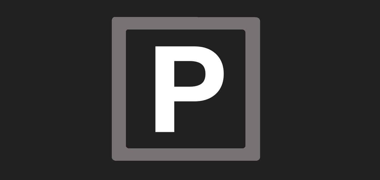 Weißes P auf schwarzem Grund