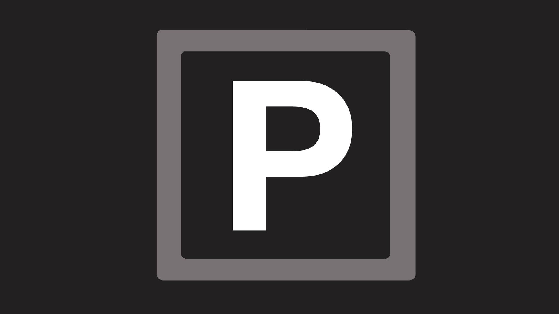 Weißes P auf schwarzem Grund