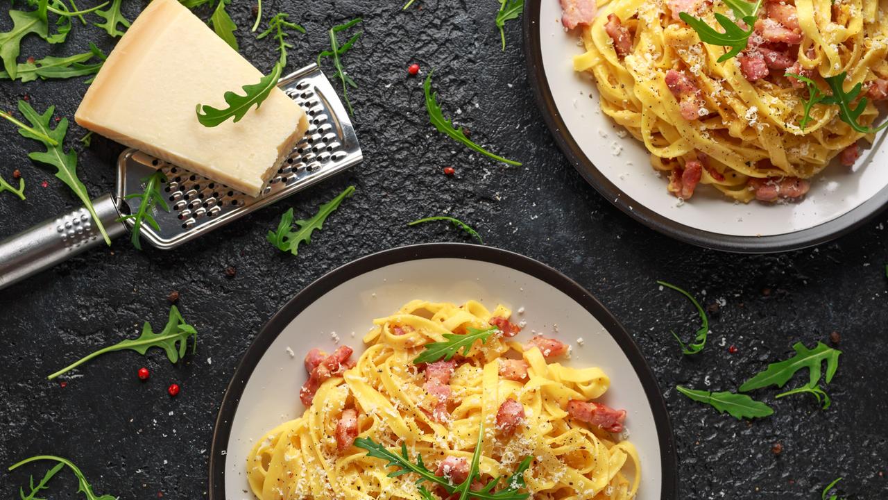 Spaghetti Carbonara mit Ofenspargel