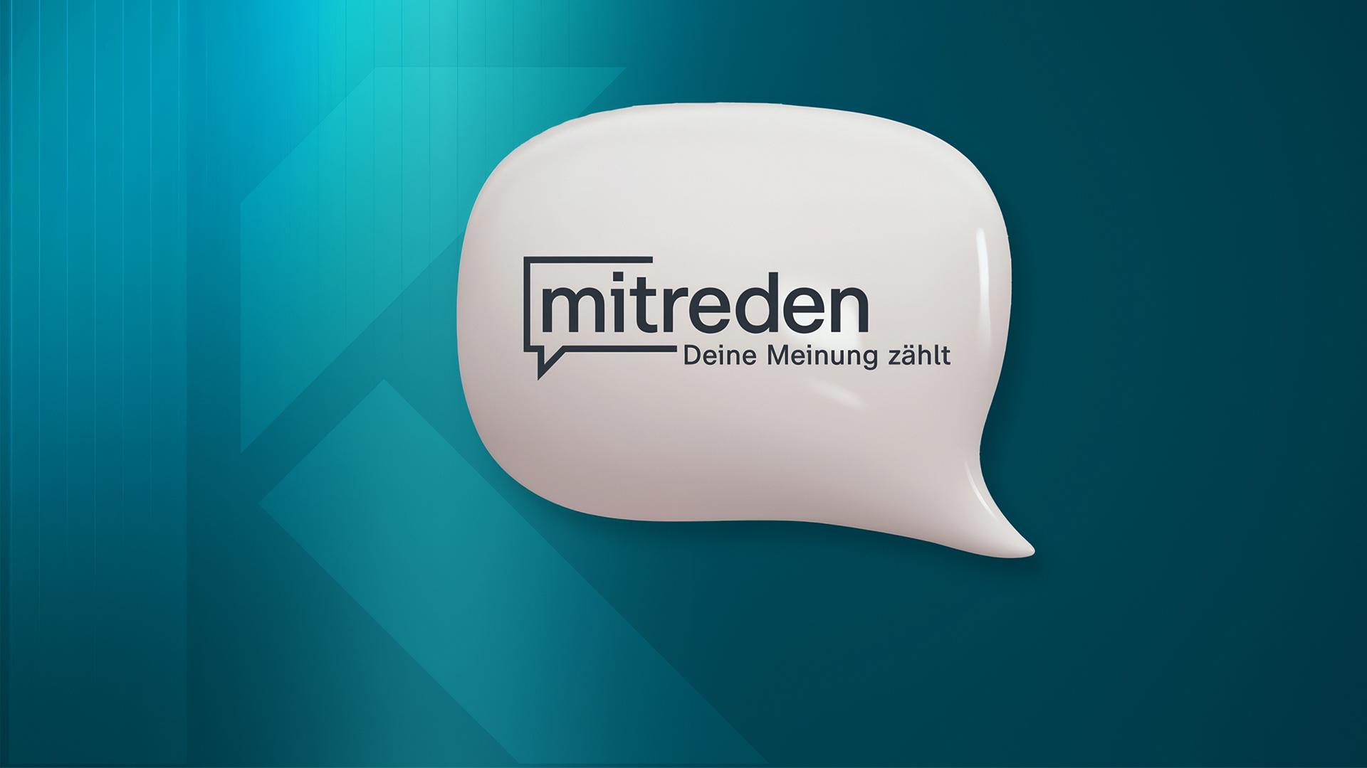Grafik mit einer Sprechblase, in der Mitreden deine Meinung zählt geschrieben steht.