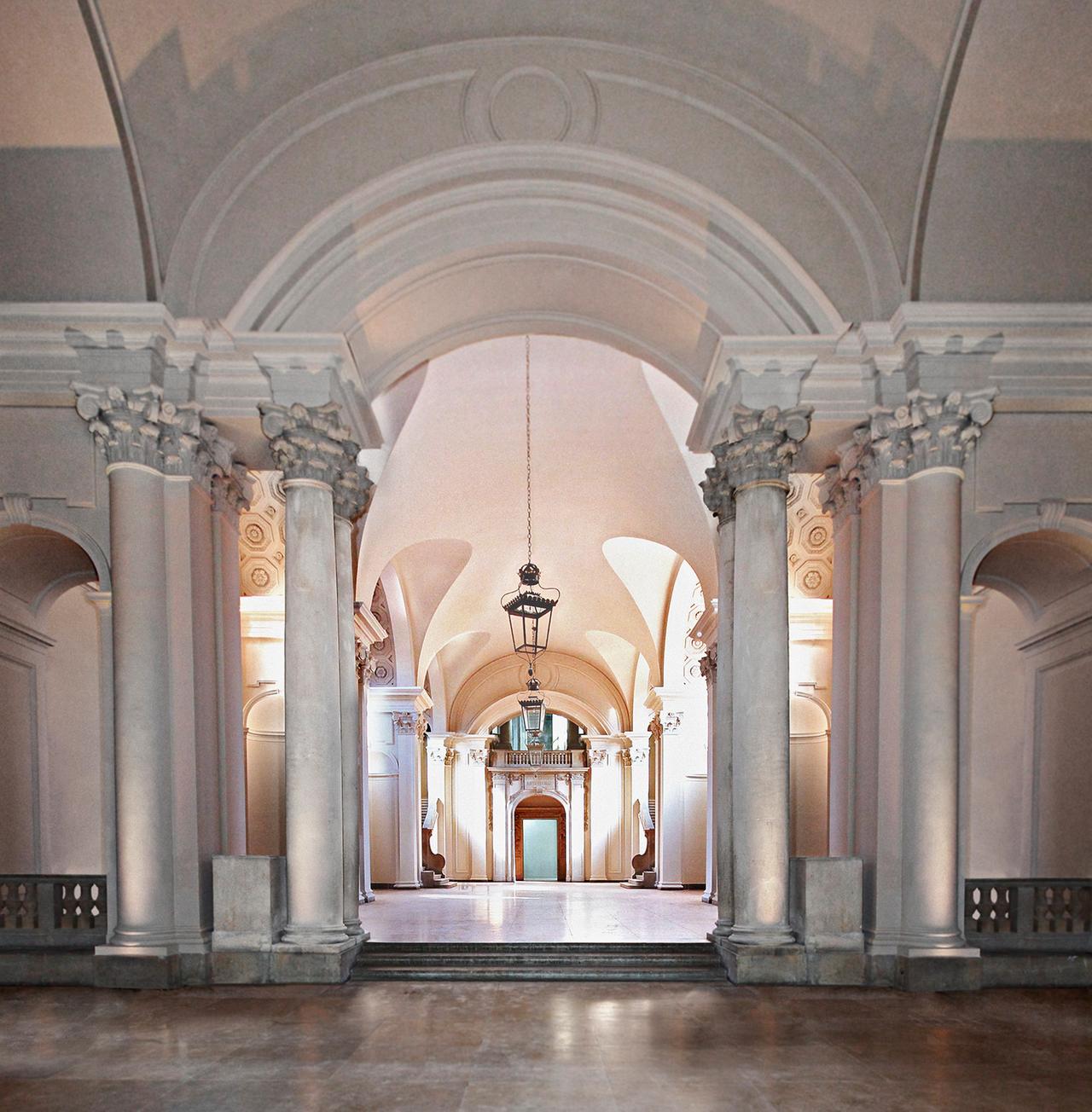 Blick in die Haupthalle des Hessischen Landesmuseums Darmstadt.