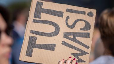 Pappschild mit der Aufschrift Was tun - hochgehalten auf einer Fridays-for-Future-Demo
