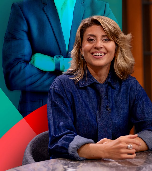 Moderatorin Stephanie Rohde im nano talk studio mit ihren Gästen