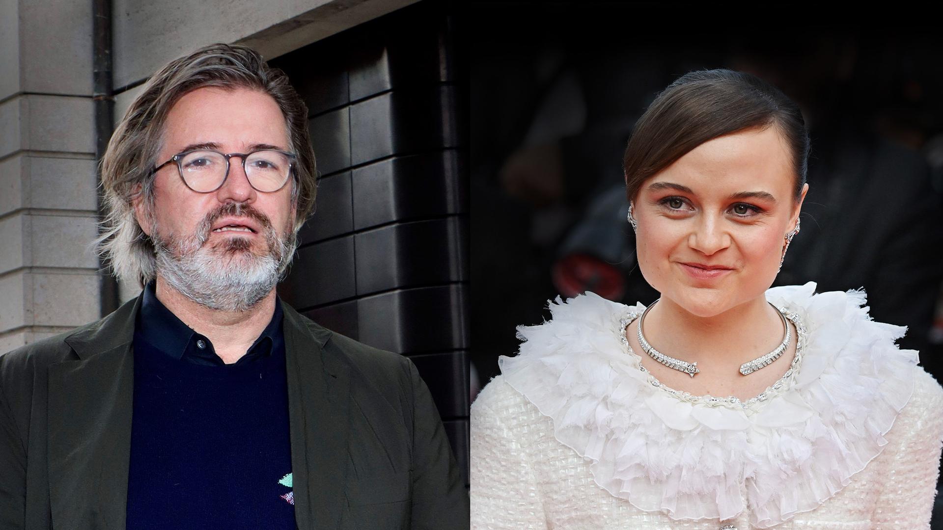 Zwei nebeneinander gestellte Fotos eines Mannes mit graumeliertem Bart und einer jungen Frau im weiß-grauen Kostüm.