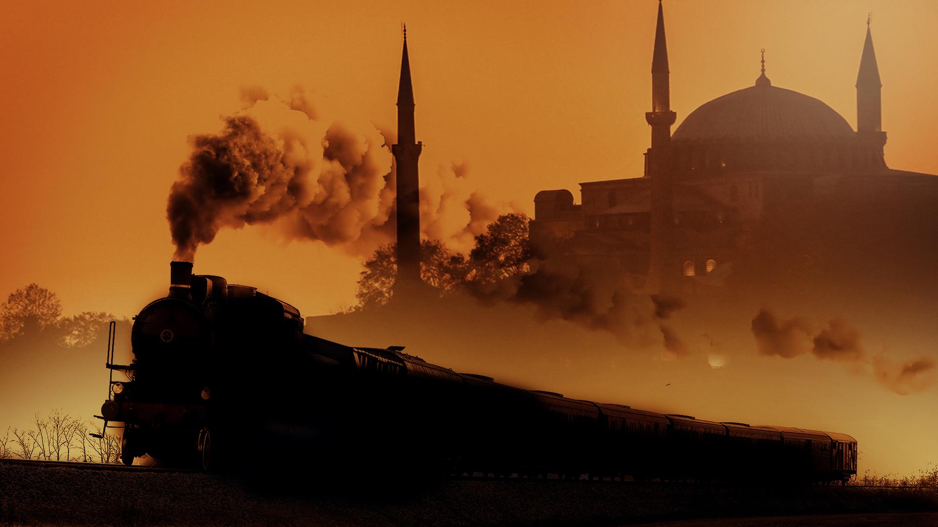 schattenhafter Umriss des Orientexpress