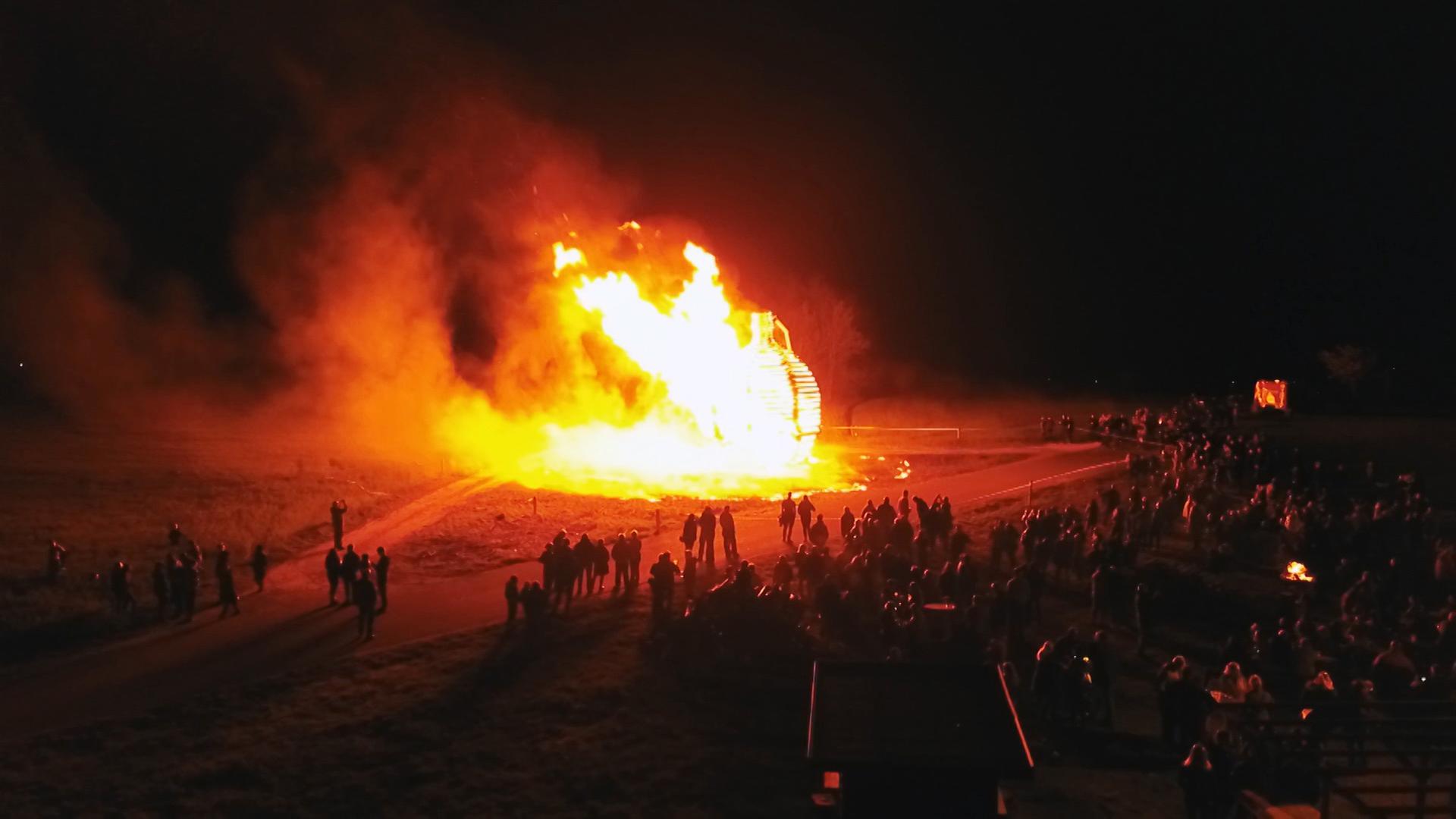Osterfeuer in Stoob Burgenland.