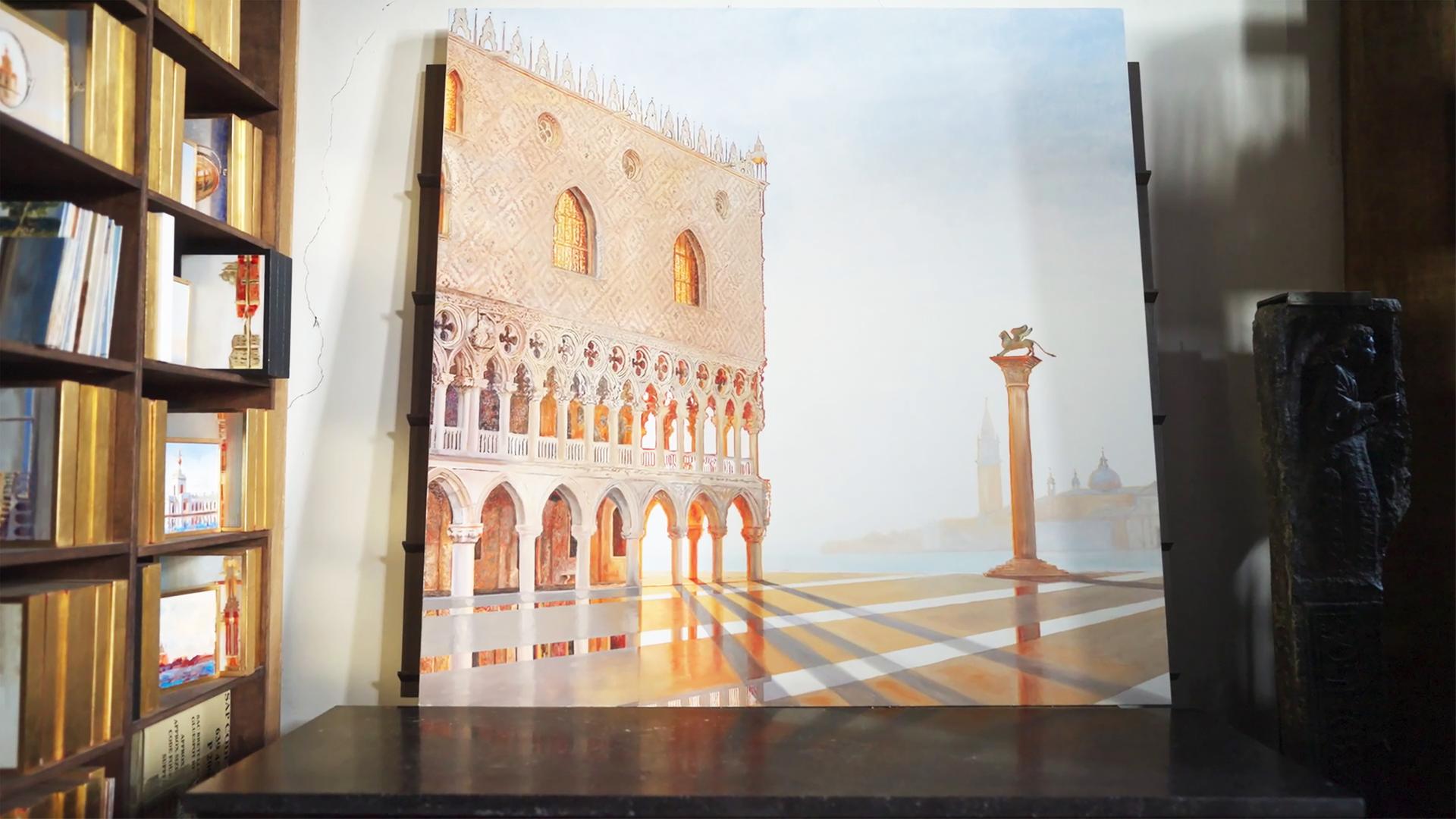 Ein Gemälde auf einem Tisch.