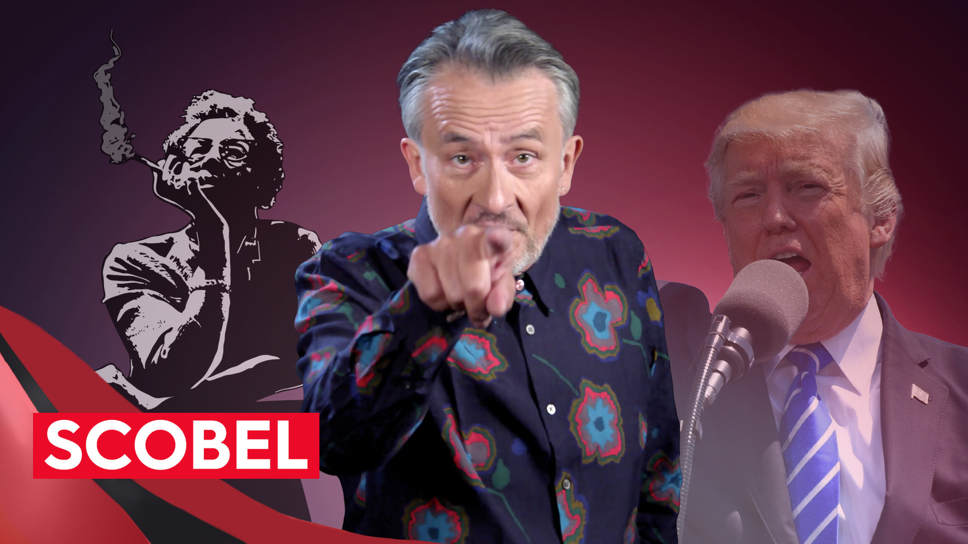 Gert Scobel mit Köpfen im Hintergrund