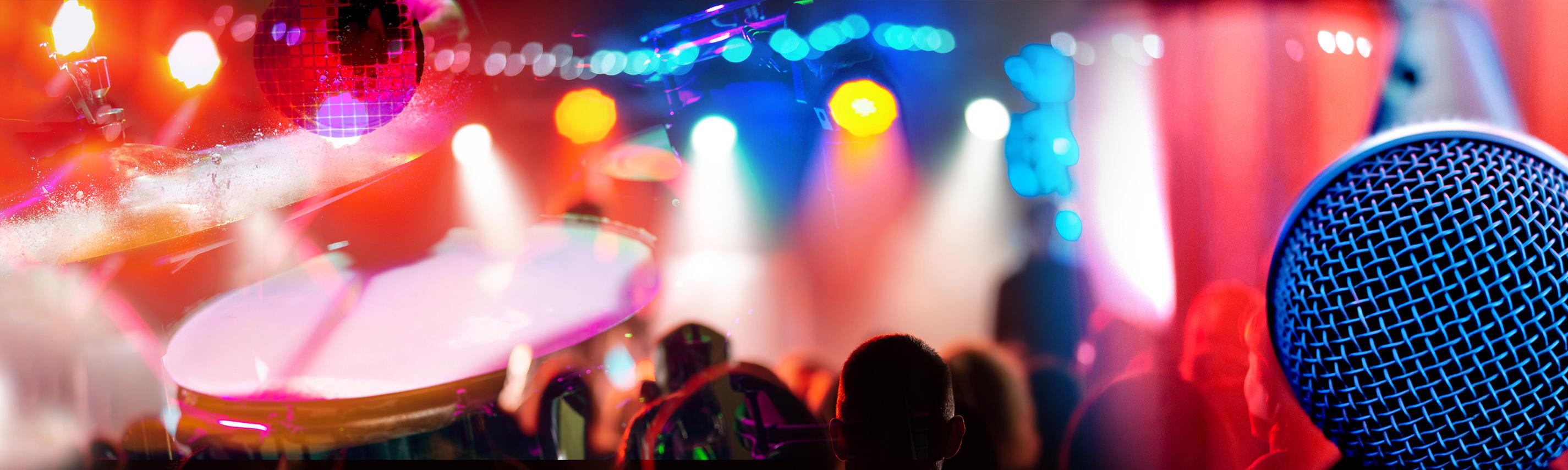 collage konzertbühnenkonstruktion bühnenlichter