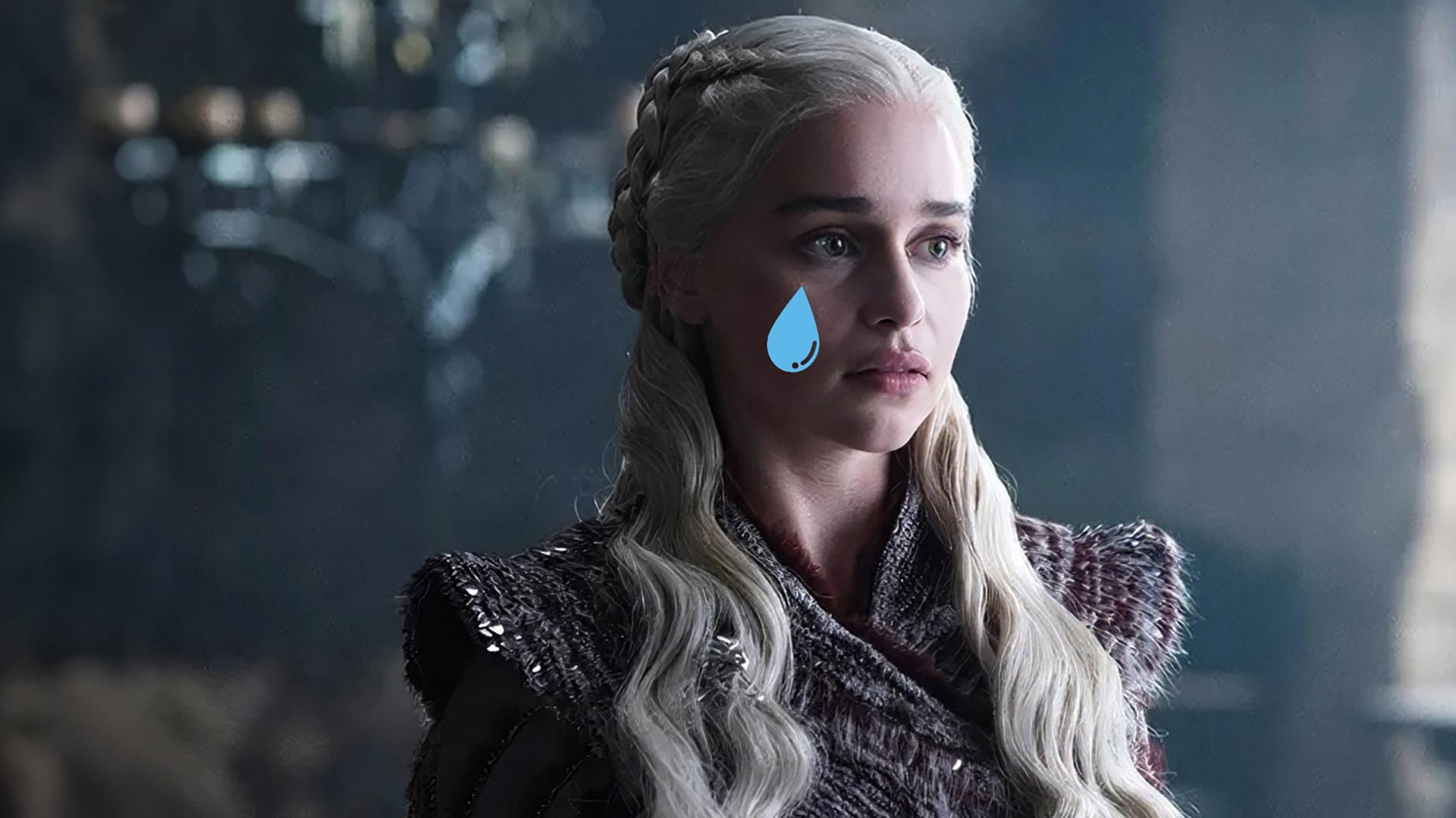 Emilia Clarke in der Rolle der Daenerys Targaryen in „Game Of Thrones“ mit montierter Träne