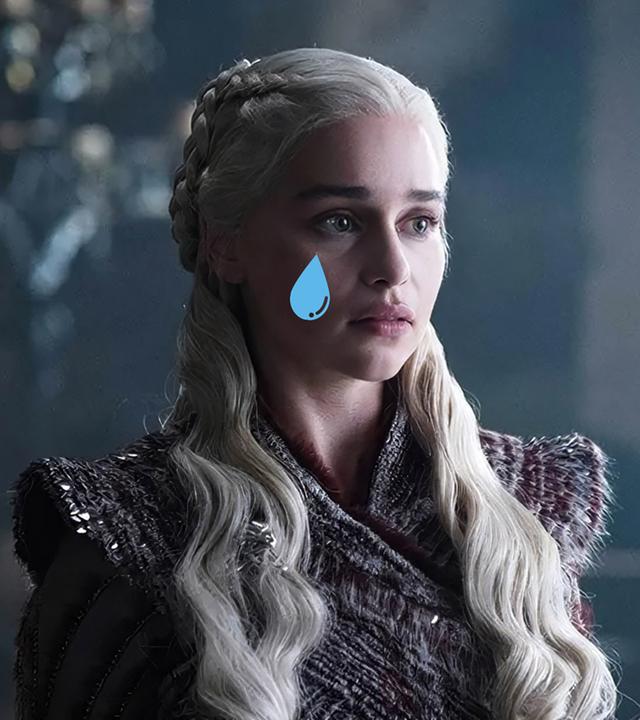Emilia Clarke in der Rolle der Daenerys Targaryen in „Game Of Thrones“ mit montierter Träne