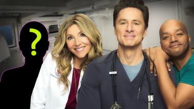 Collage mit drei Protagonisten aus "Scrubs" und einer Schattenfigur