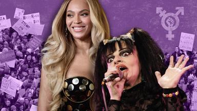 Montage Portraitbilder von Beyoncé und Nina Hagen