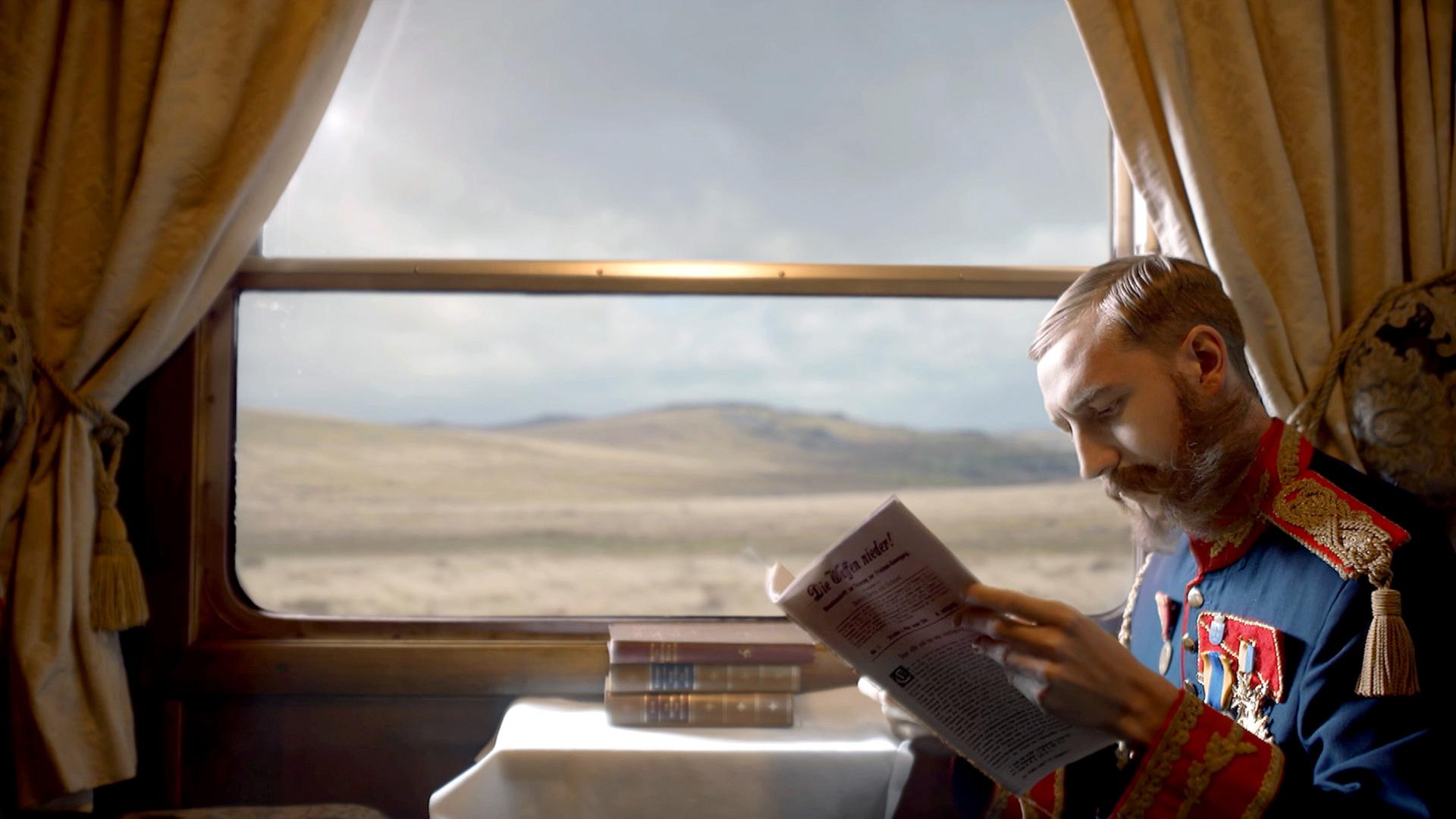 Kaiser Franz Joseph auf einer Zugreise