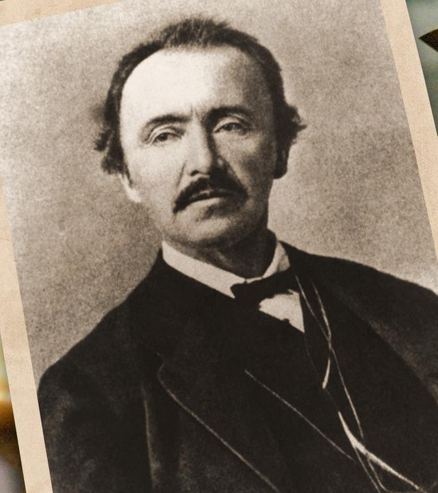 Foto Heinrich Schliemann und goldene Sauciere