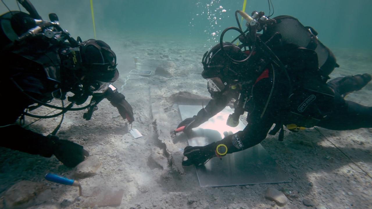 Zwei Taucher erkunden einen Seeboden