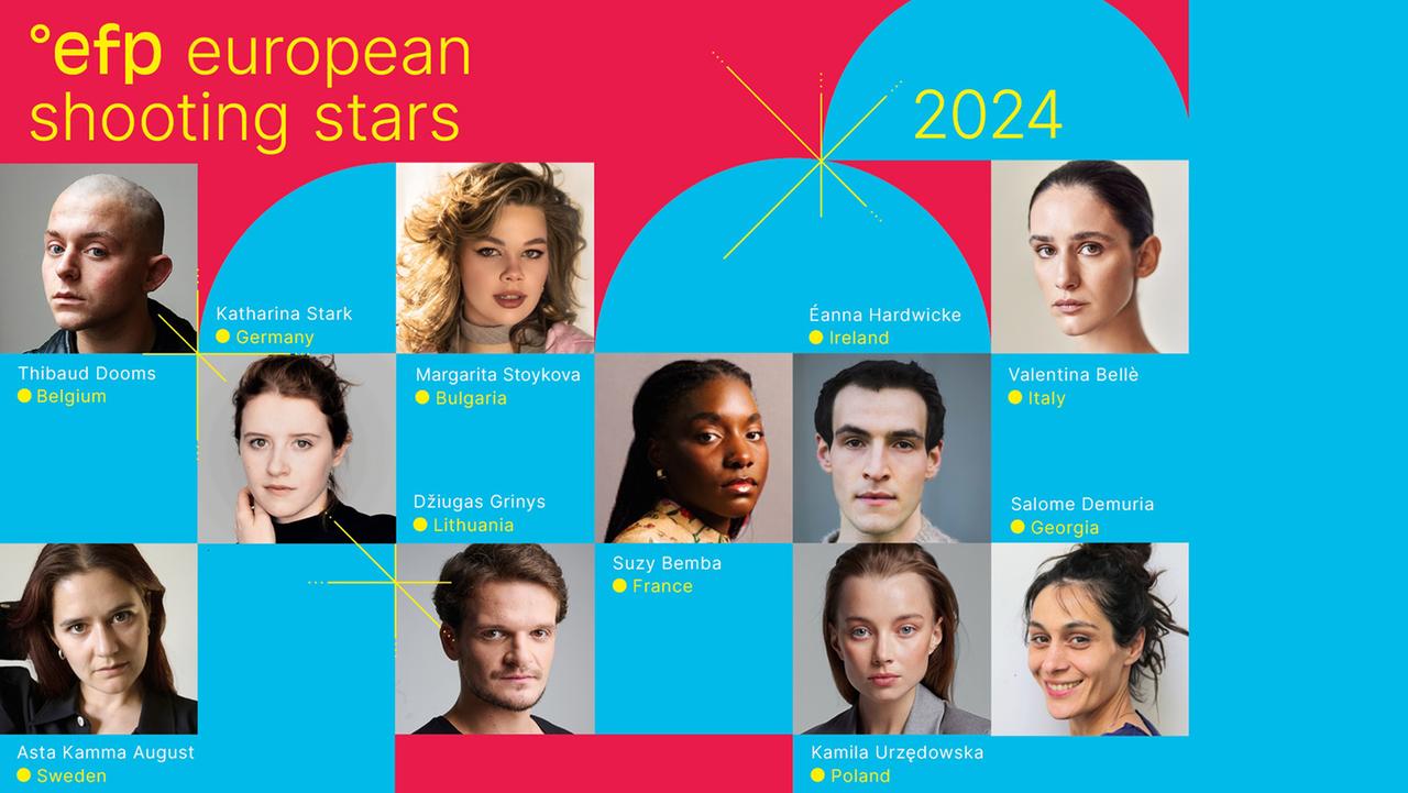 Plakat mit den Porträts der zehn European Shooting Stars 2024