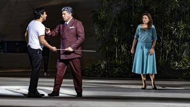  Charles Castronovo (Gabriele Adorno), Luca Salsi (Simon Boccanegra), Marina Rebeka (Amelia Grimaldi),