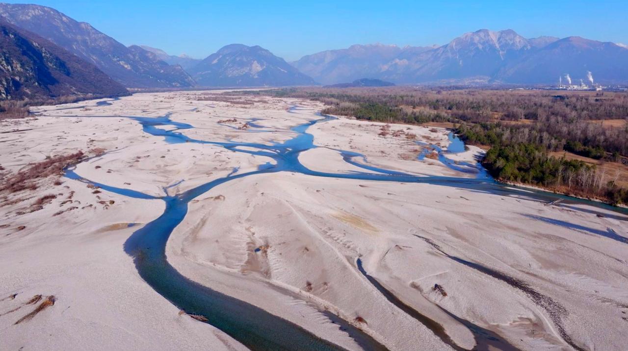 Ein Flussdelta von oben gesehen